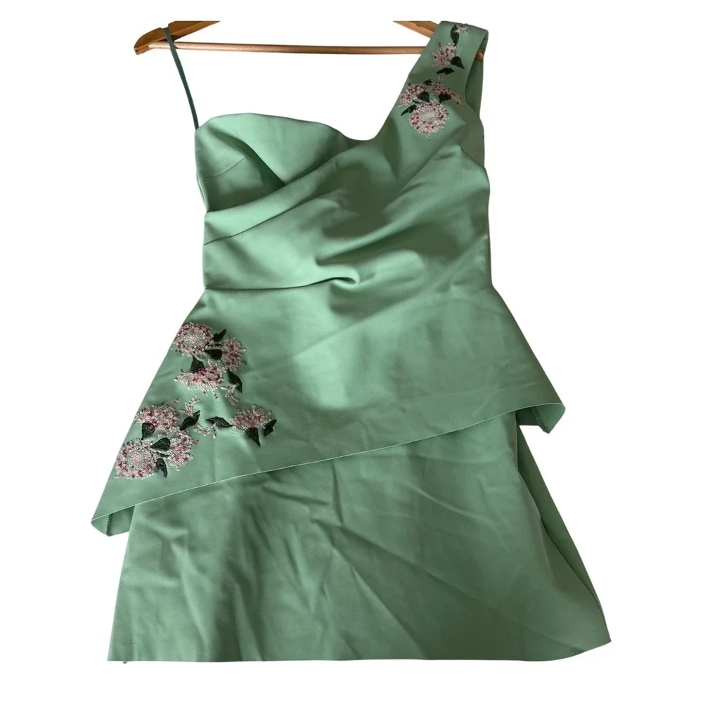NWT Chiara Boni La Petite Robe One Shoulder Cocktail Dress Sequin Floral IT40/4 - Picture 4 of 16